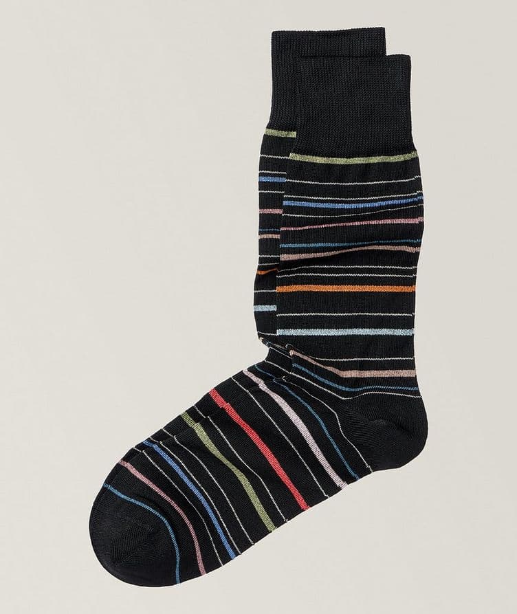 Pencil Stripe Stretch Cotton-Blend Dress Socks image 0