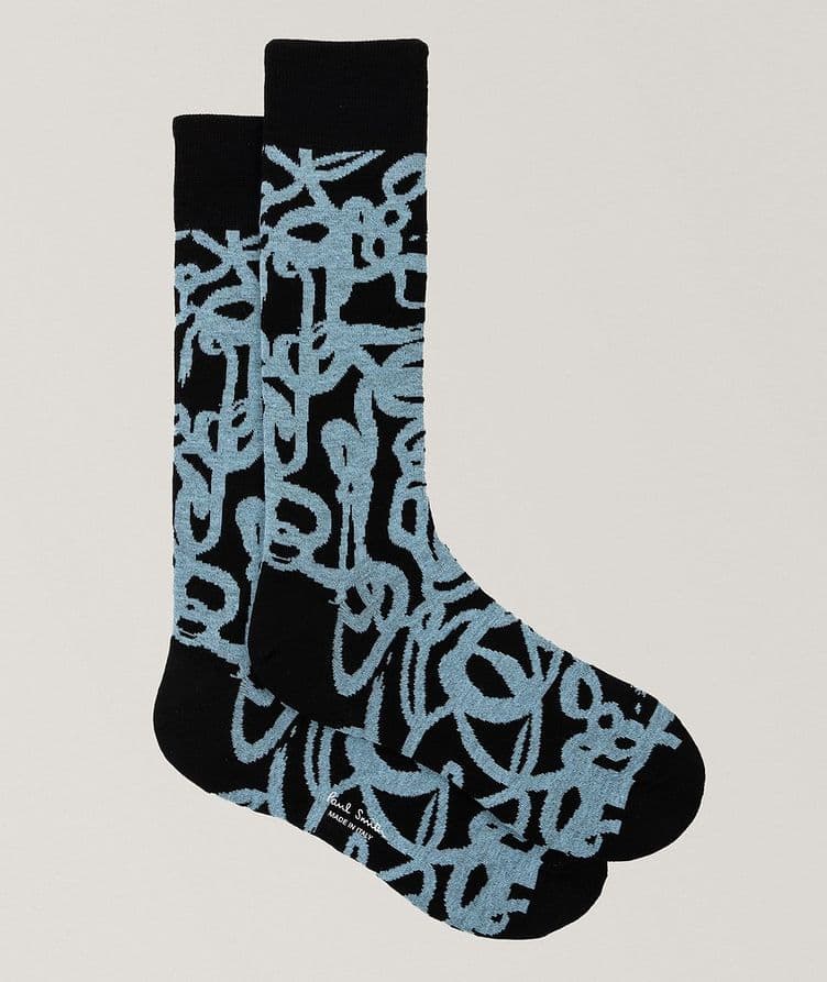 Squiggle Stretch Cotton Dress Socks image 0