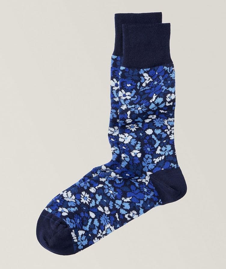 Floral Stretch Cotton-Blend Dress Socks image 0