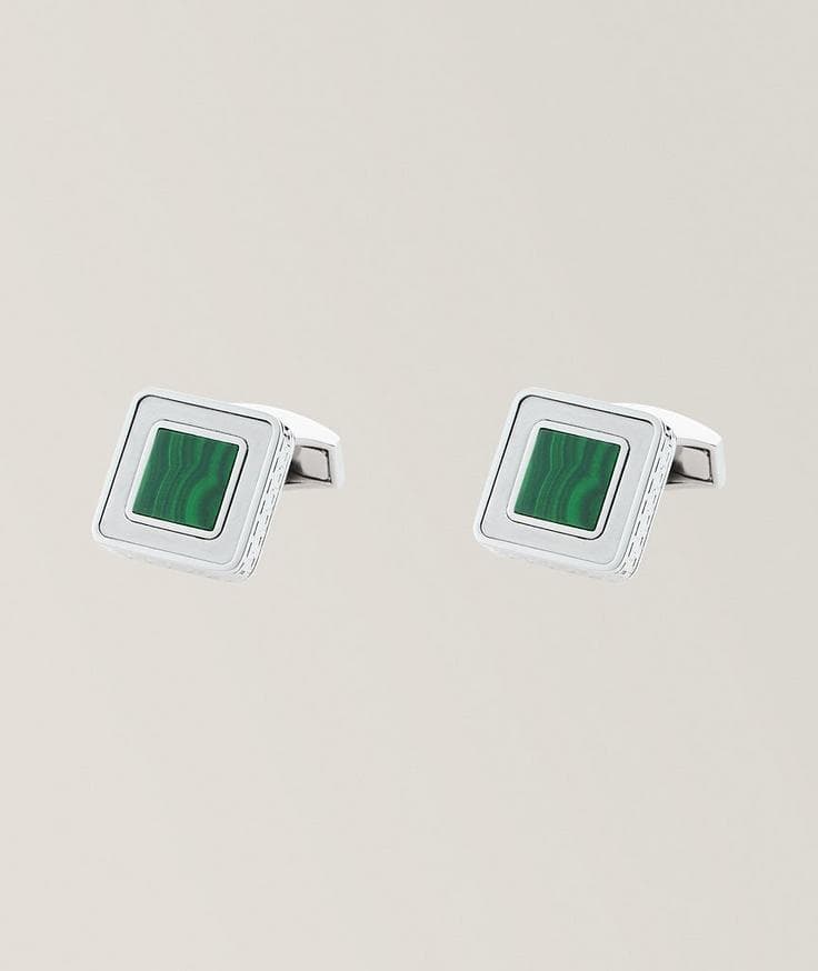 Tateossian Malachite Engraved Cufflinks