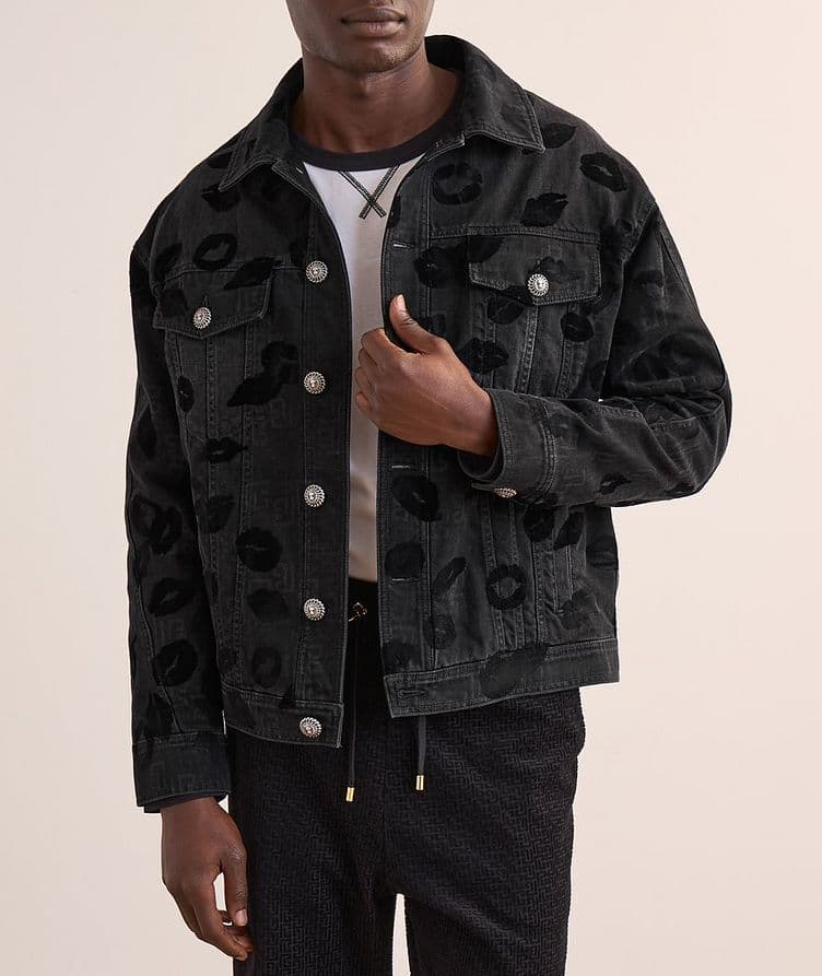 Flocked Lip Denim Jacket image 1