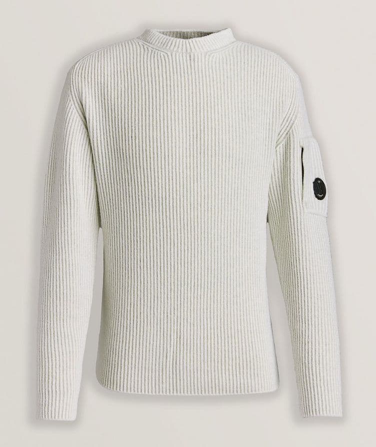 Two-Tone Ribbed Knit Crewneck Sweater image 0