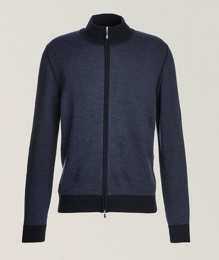 Gran Sasso Birdseye Virgin Wool Full-Zip Sweater 