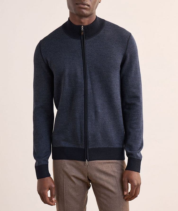 Birdseye Virgin Wool Full-Zip Sweater  image 1