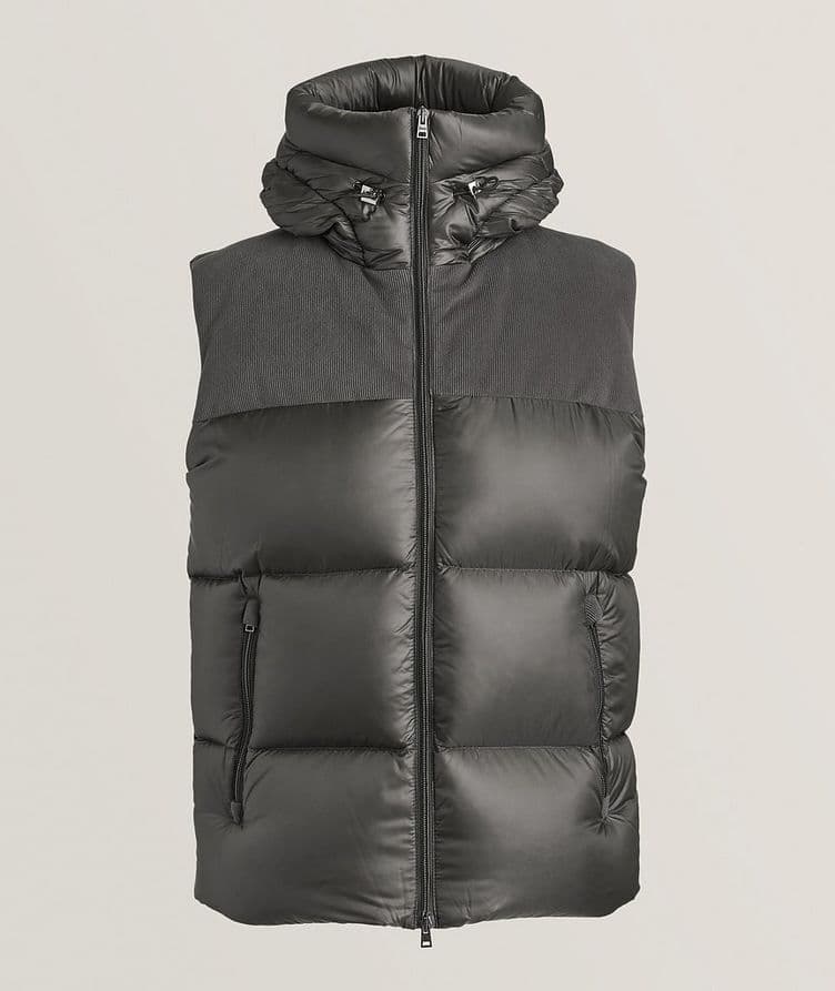 Mixed Media Hooded Down Puffer Vest  image 0