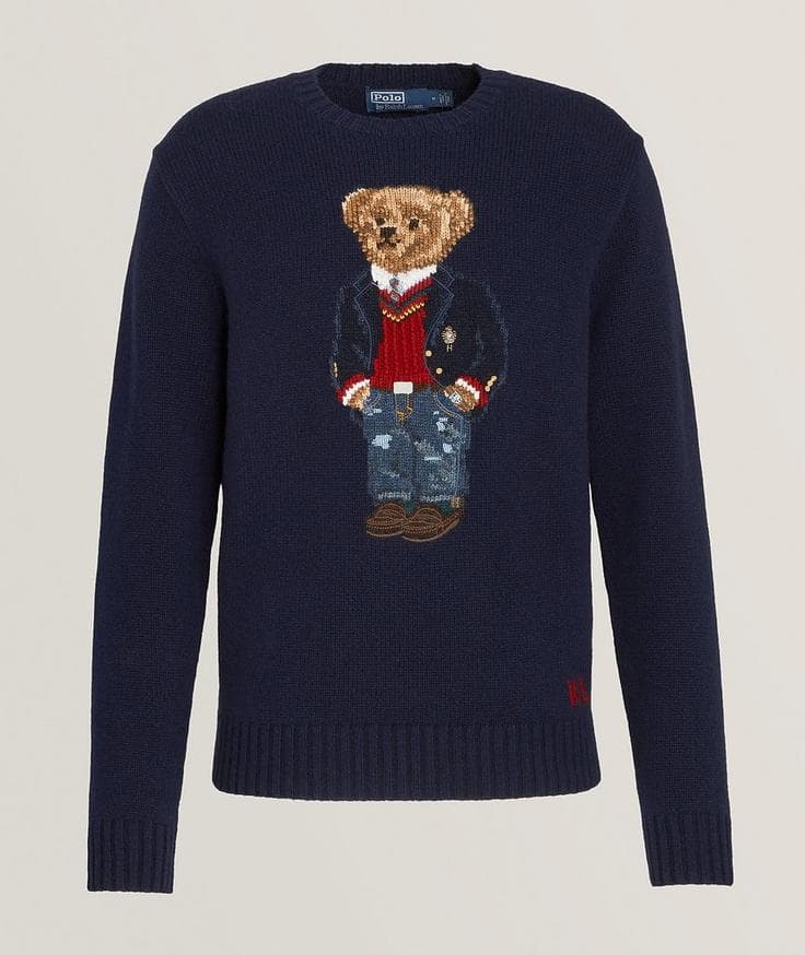 Polo Ralph Lauren Pull en laine avec ourson mascotte, collection 70e anniversaire