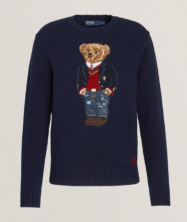 Pull en laine avec ourson mascotte, collection 70e anniversaire image 0