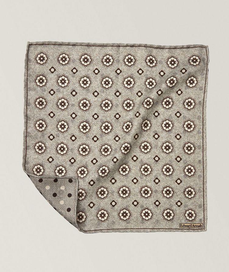 Reversible Medallion-Polka Dot Silk Pocket Square image 0