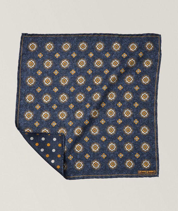 Reversible Medallion-Polka Dot Silk Pocket Square image 0