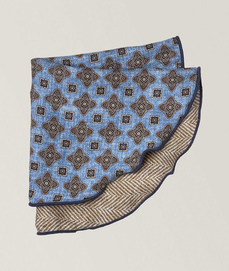 Reversible Medallion-Herringbone Silk Pocket Square image 0