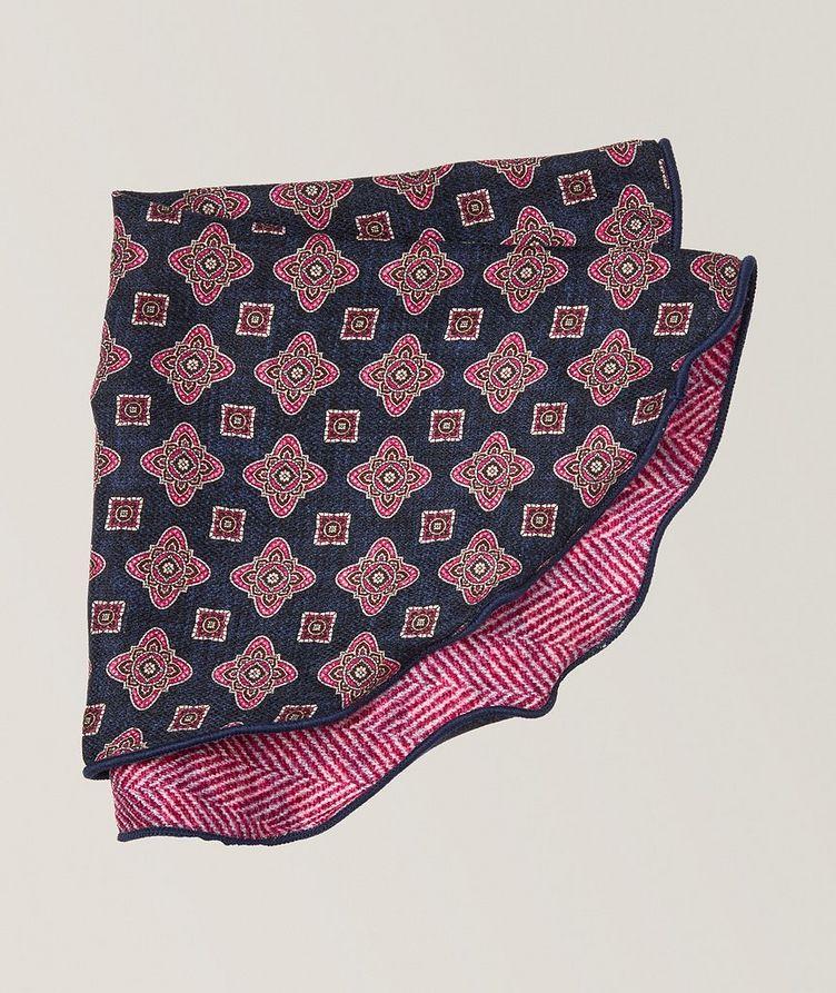 Reversible Medallion-Herringbone Silk Pocket Square image 0