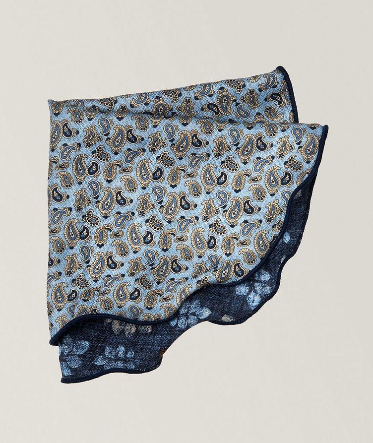 Reversible Floral-Pasiley Silk Pocket Square  image 0