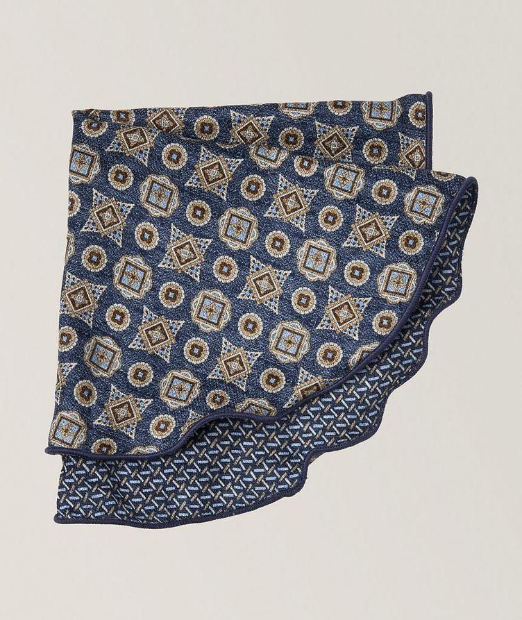 Reversible Medallion-Neat Silk Pocket Square image 0