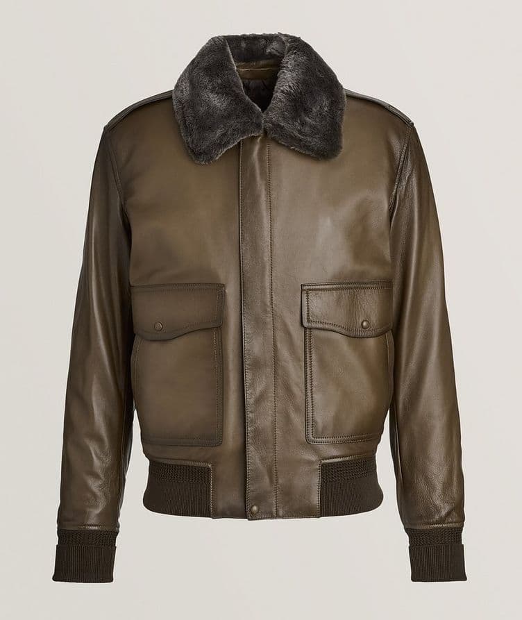 Patina Shearling-Collar Lambskin Flight Jacket  image 0