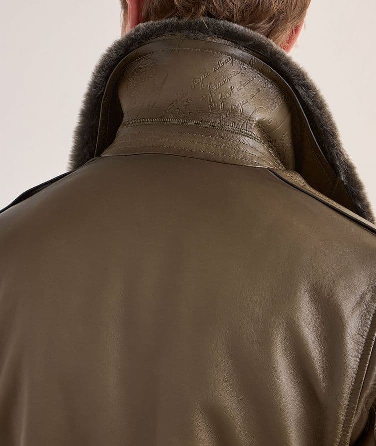 Patina Shearling-Collar Lambskin Flight Jacket  image 5