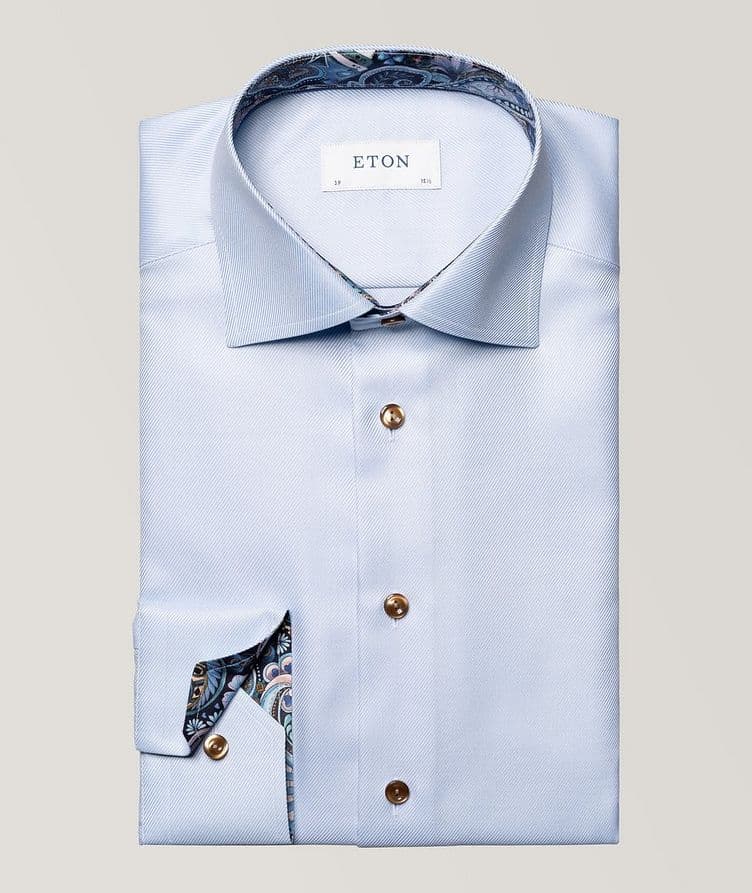 Textured Twill Shirt With Paisley Trim image 0