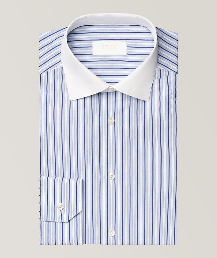 White Collar Striped Elevated Piqué Shirt image 0