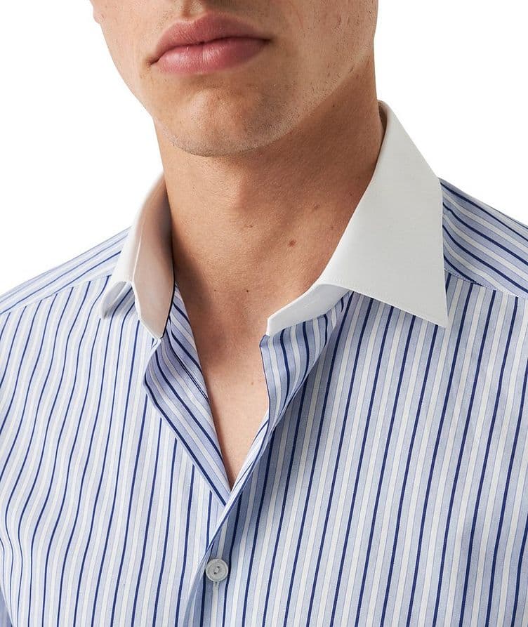 White Collar Striped Elevated Piqué Shirt image 3