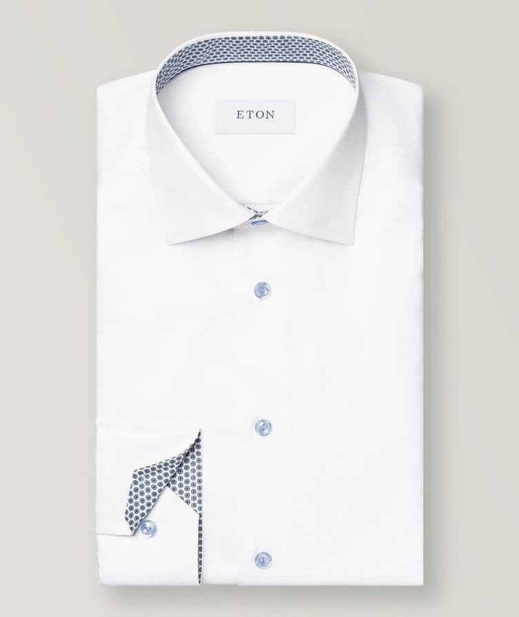 Contemporary-Fit Micro-Floral Trim Dress Shirt image 0