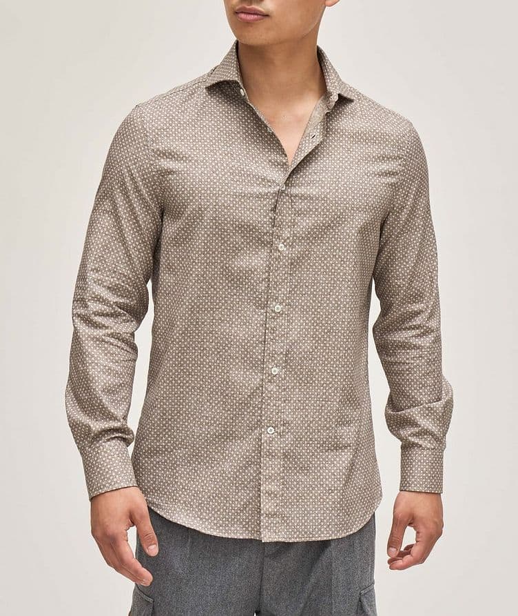 Easy Fit Diamond Print Cotton Sport Shirt  image 1