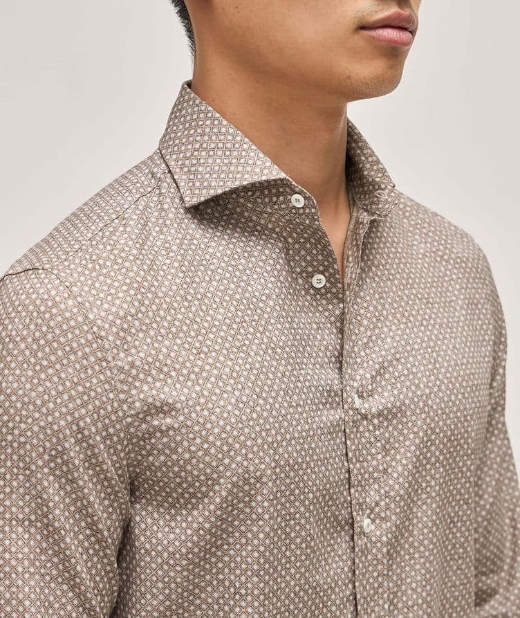 Easy Fit Diamond Print Cotton Sport Shirt  image 3