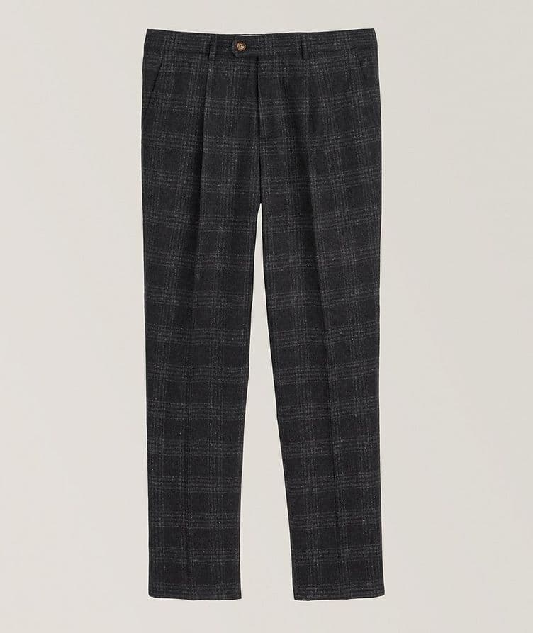 Brushed Plaid Wool-Blend Dress Pants image 0