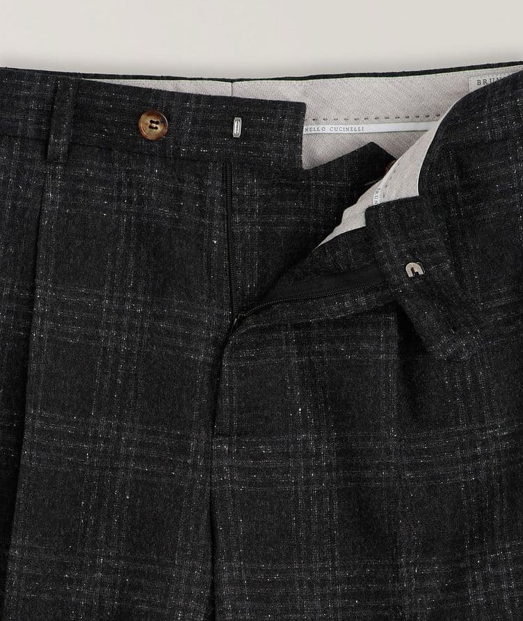 Brushed Plaid Wool-Blend Dress Pants image 1