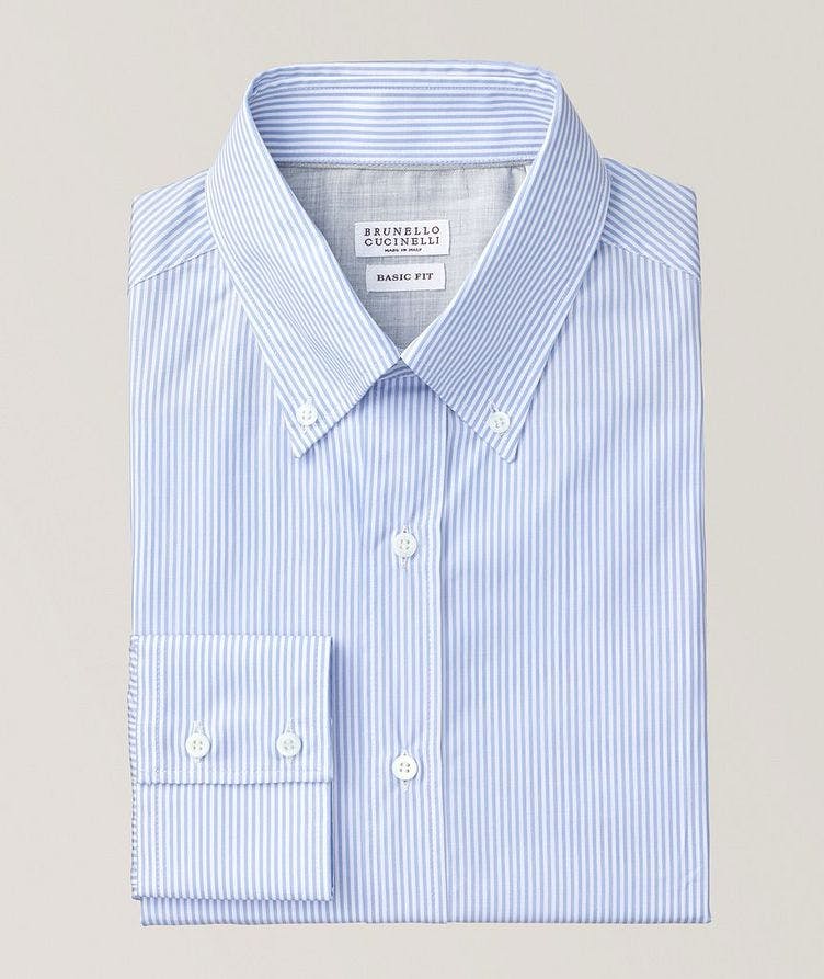 Basic Fit Striped Button-Down Collar Cotton Sport Shirt image 0