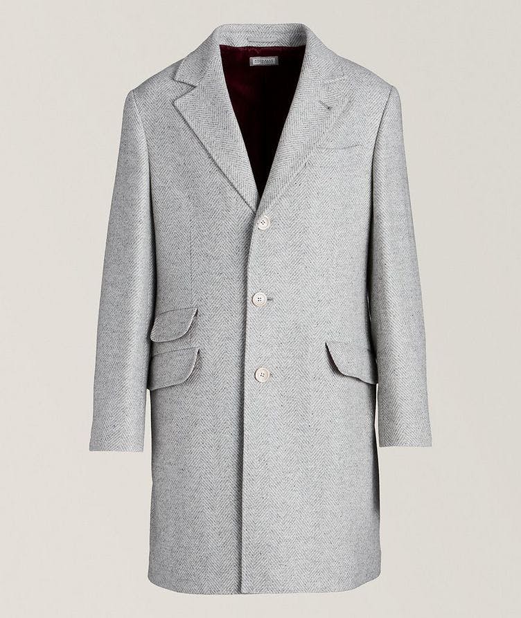 Herringbone Wool, Silk & Cashmere Overcoat  image 0