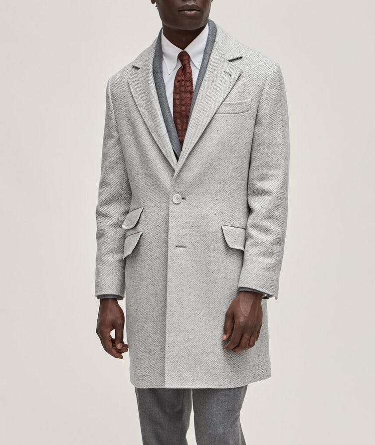 Herringbone Wool, Silk & Cashmere Overcoat  image 1