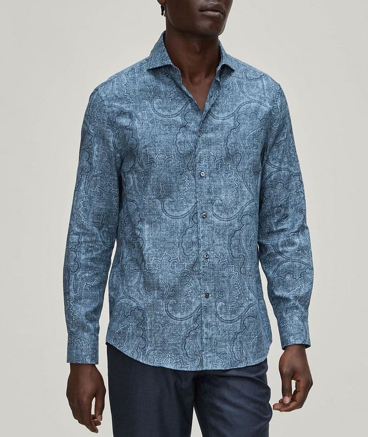 Easy Fit Paisley Cotton Sport Shirt  image 1