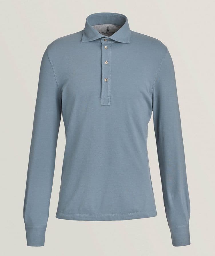 Cotton Piqué Long-Sleeve Polo image 0