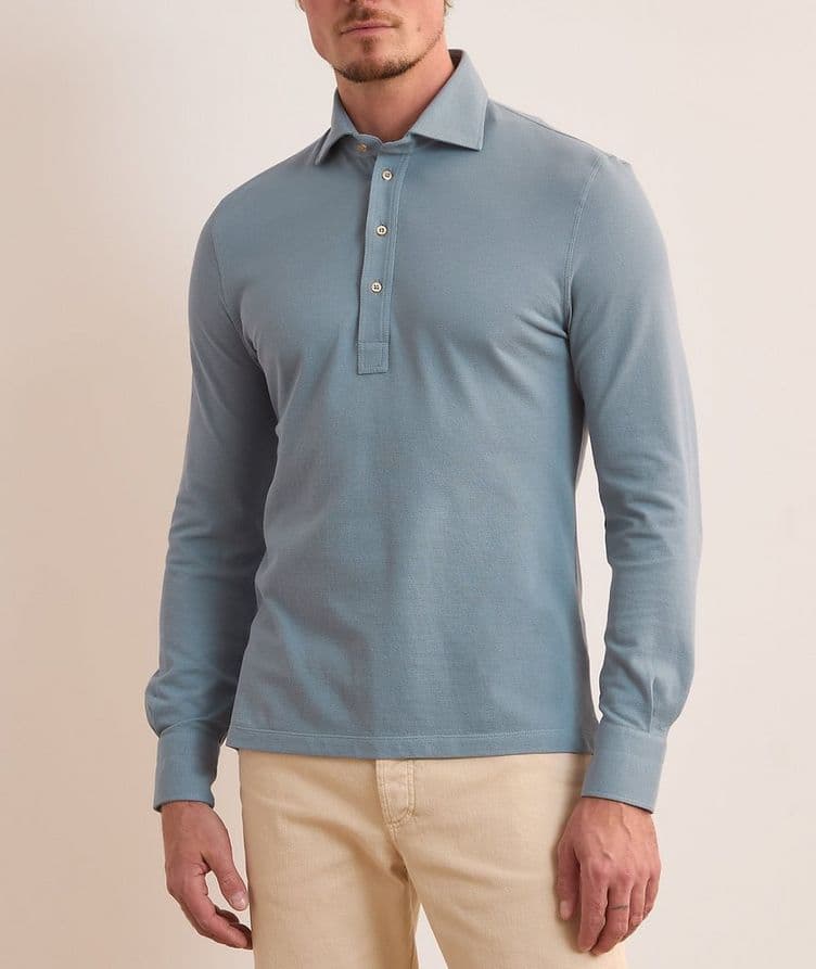 Cotton Piqué Long-Sleeve Polo image 1