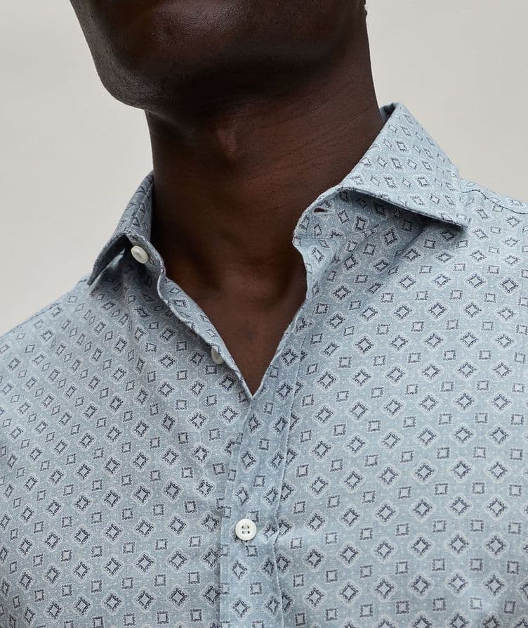 Easy Fit Diamond Print Cotton Sport Shirt  image 3