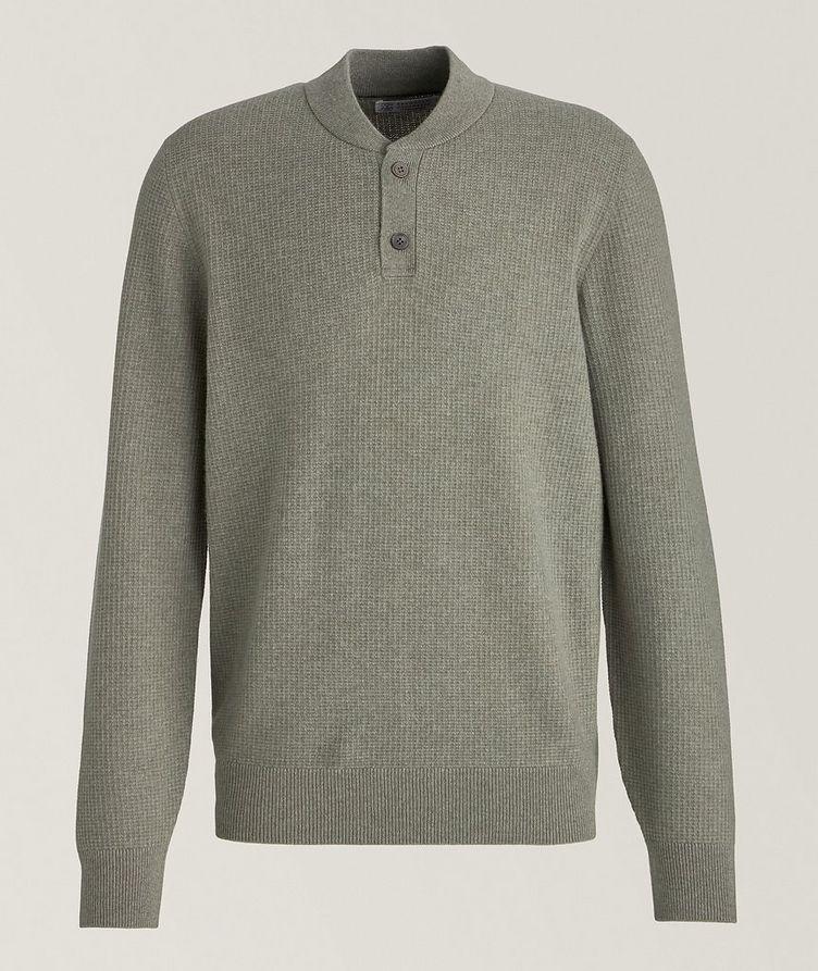 Waffle Knit Cashmere Henley Sweater image 0