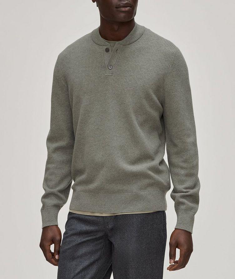 Waffle Knit Cashmere Henley Sweater image 1