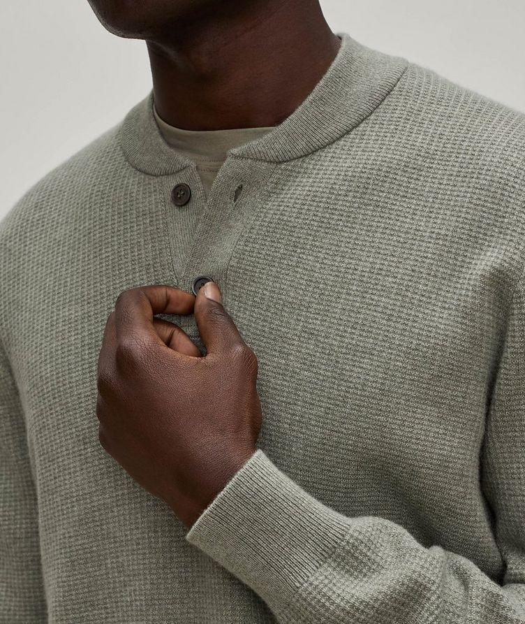 Waffle Knit Cashmere Henley Sweater image 3