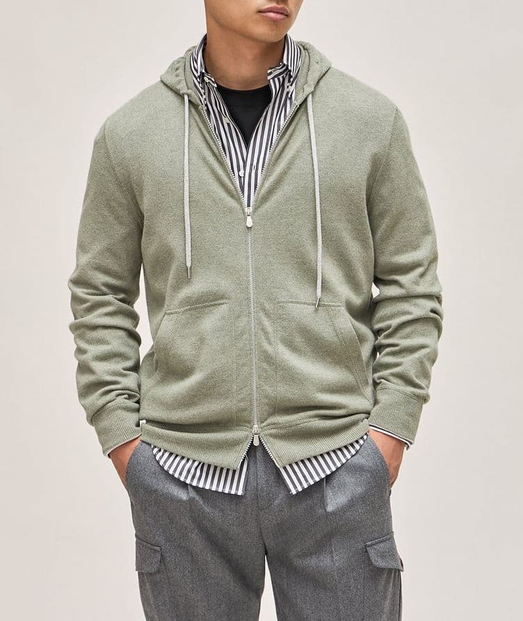 Full-Zip Cashmere Hooded Sweater image 1