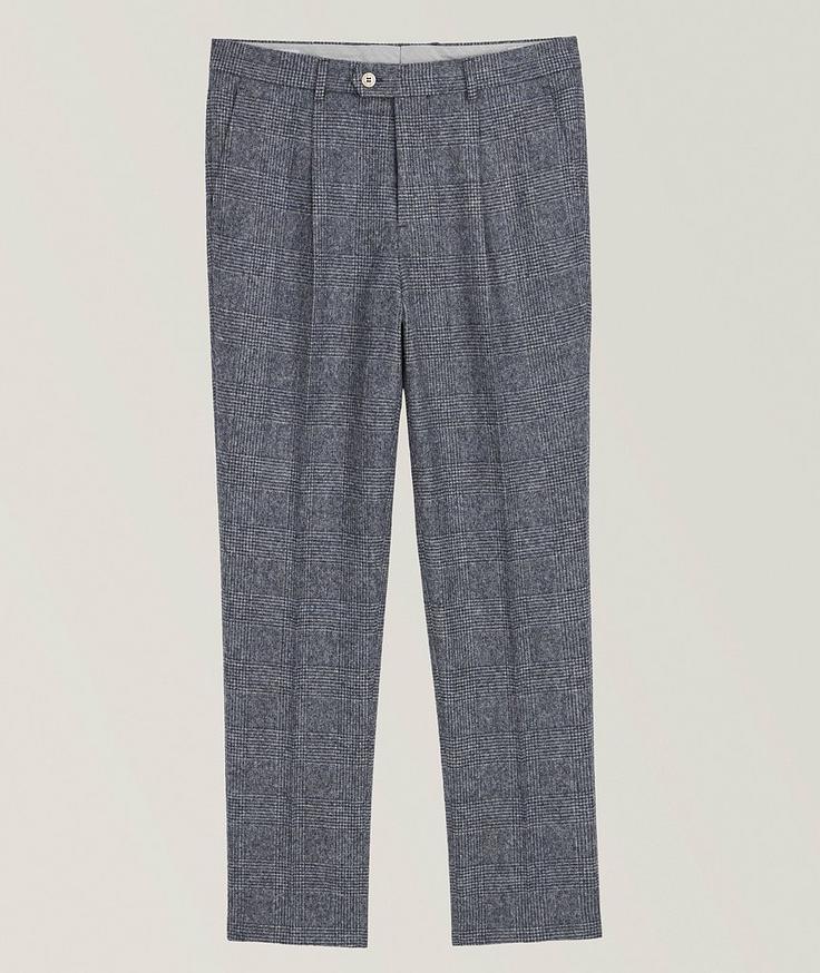 Brunello Cucinelli Glen Check Wool-Blend Pants 