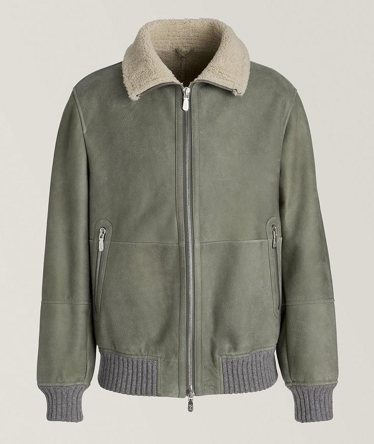 Brunello Cucinelli Pebbled Shearling-Lined Bomber 