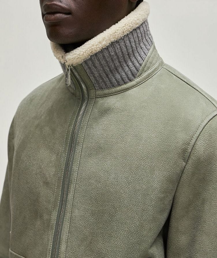 Pebbled Shearling-Lined Bomber  image 3