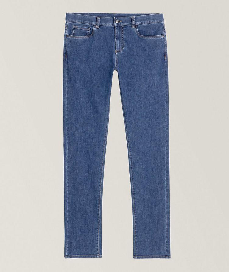 Stretch-Cotton Contrast Stitch Denim Jeans image 0