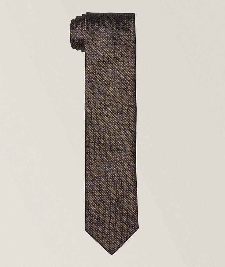 Canali Textured Geometric Silk Tie