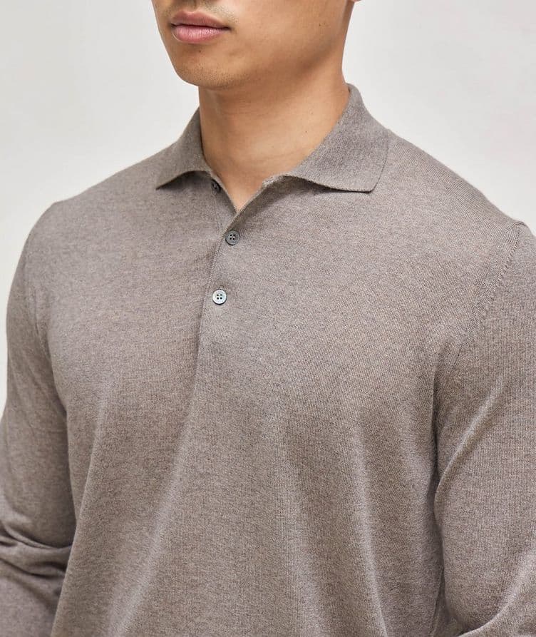 Regular Fit Wool Long-Sleeve Polo  image 3