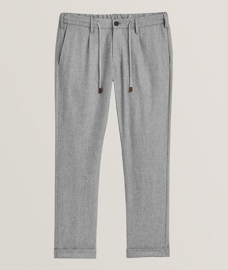 Eleventy Stretch Wool-Cashmere Flannel Joggers 