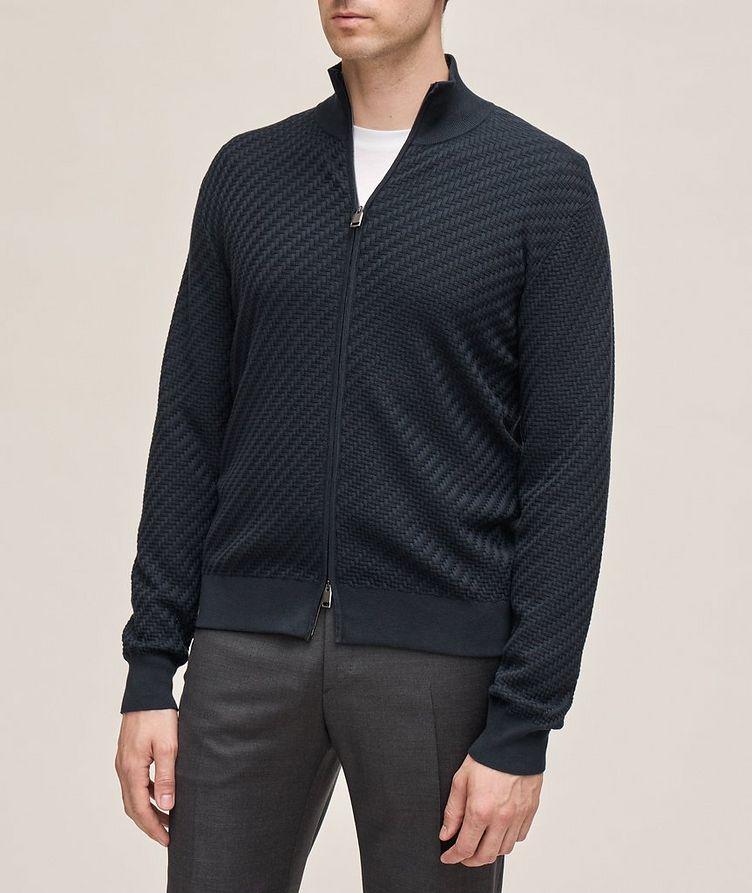 Cotton, Silk & Cashmere Basketweave Full Zip Blouson image 1