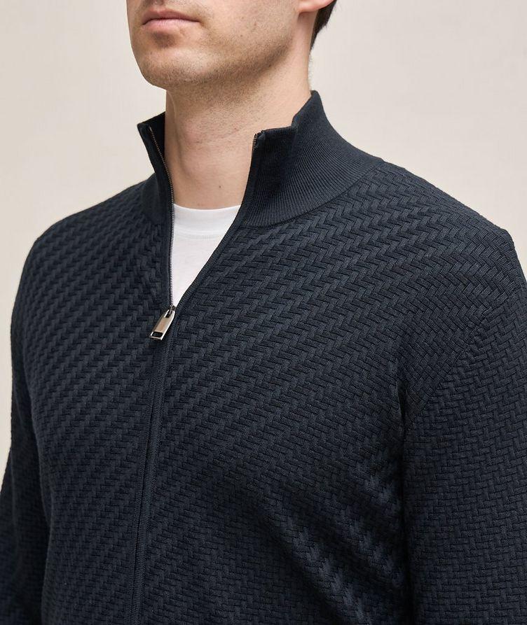 Cotton, Silk & Cashmere Basketweave Full Zip Blouson image 3