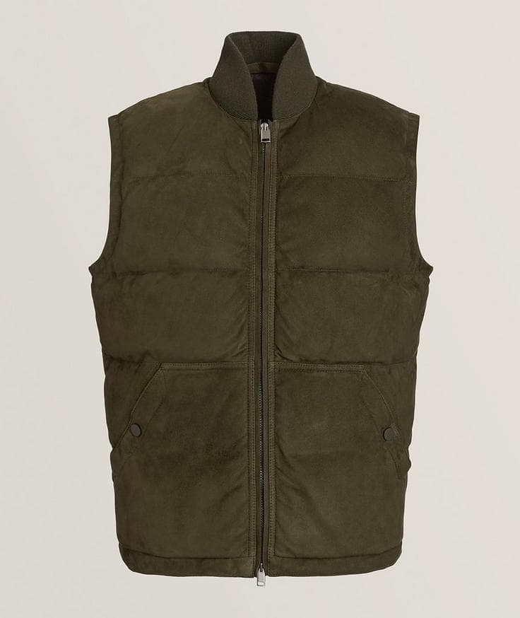 Brioni Quilted Lambskin-Suede Puffer Vest