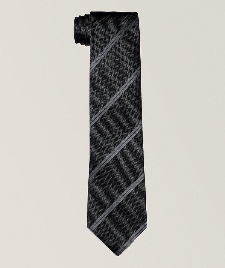 Diagonal Stripe Silk Tie image 0