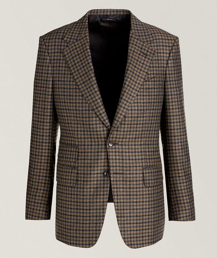 TOM FORD Veston Shelton en laine et en cachemire à damier